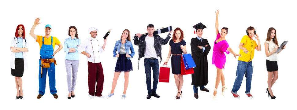 People of different professions and occupations in collage