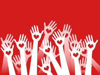 hands raised with hearts