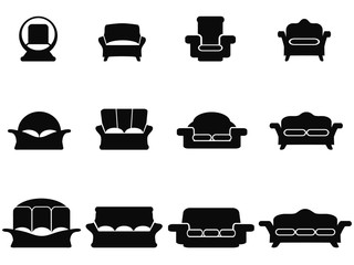 black sofa icons set