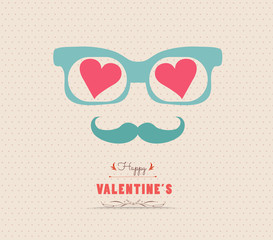 Happy Valentine's day postcard with hipster