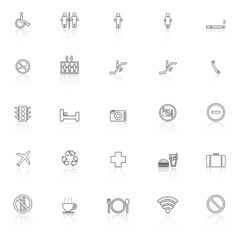 Public line icons with reflect on white background