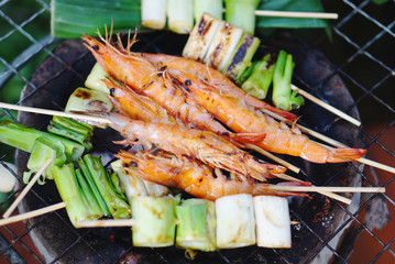 Grilled prawns stick