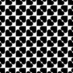 Black and white seamless pattern with heart stylish.