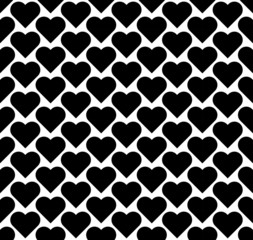Black and white seamless pattern with heart stylish.
