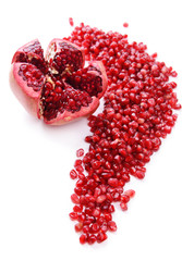Ripe pomegranate isolated on white