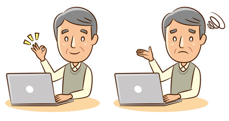 高齢者　男性　パソコン　操作