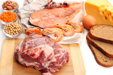 Food high in protein close-up