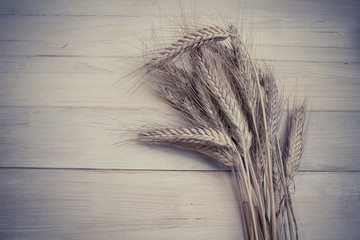 Wheat on wooden table