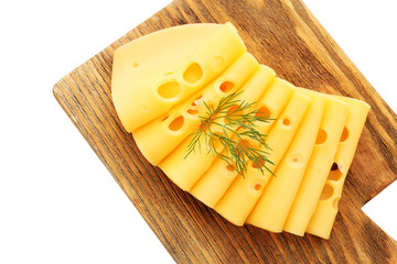 Sliced cheese with dill