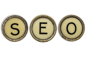 SEO acronym in typewriter keys