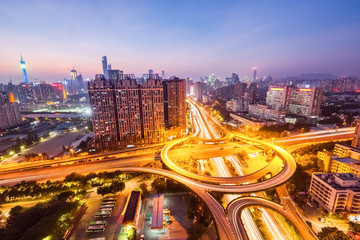Fototapeta na wymiar guangzhou huangpu interchange road panorama