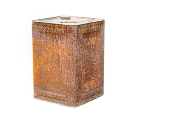 Rusty bucket isolated on white background