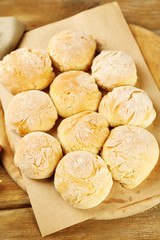 Fresh homemade bread buns from yeast dough