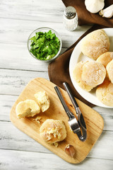 Fresh homemade bread buns from yeast dough