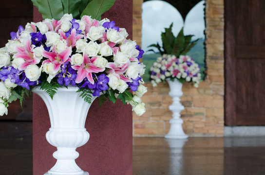 Fototapeta bunch of flowers in a big decorative vase