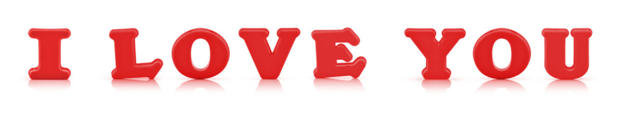 I love you sign made out of alphabet with clipping path