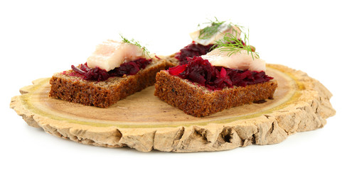 Canape herring with beets