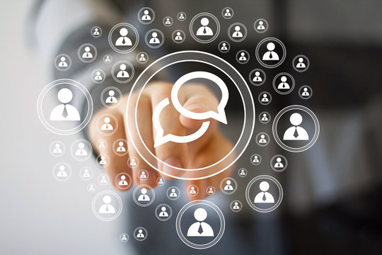 Businessman pushing virtual sign web button cloud message