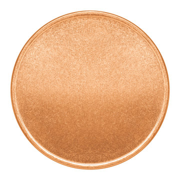 Blank template for copper coin or medal with metal texture