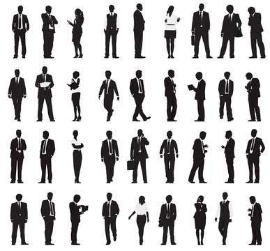 Silhouette Business People Various Acting Concept