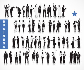 Silhouettes Business People Row Team Teamwork Concept