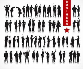 Silhouettes Business People Row Team Teamwork Concept