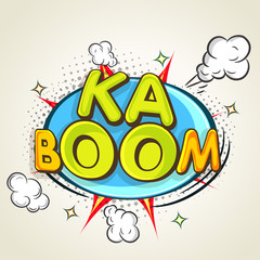 Stylish text Ka Boom on pop art explosion.