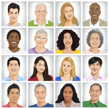 Collection of Multi-ethnic people Concept