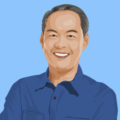 Portrait Wise Man Smiling Cheerful Relaxation Concept