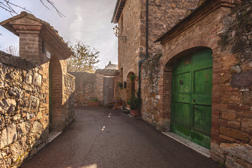 Fototapeta na wymiar Unknown streets in the old medieval town in Italy