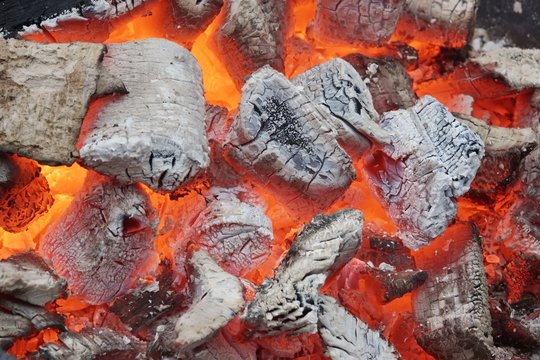 Glowing Coals in BBQ Pit