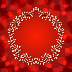 Cute Floral frame on red background