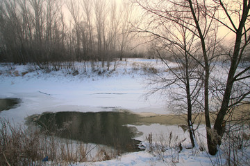 melting of ice on the river