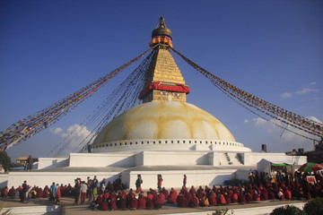 prière au Stûpa de Bodnath