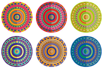 different colored circles mandala isolated