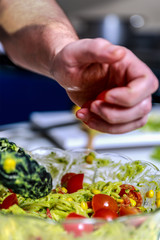 Spaghetti with pesto sauce and cherry tomato