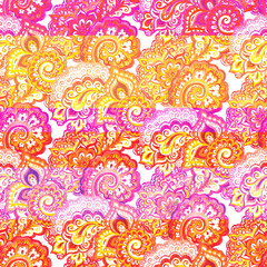 Eastern ornate background. Decorative watercolor