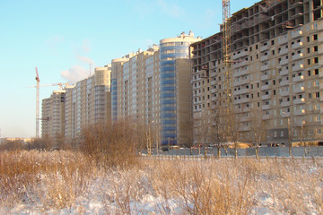 construction of high-rise buildings on the outskirts of the city