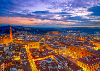 Fototapeta na wymiar Night view of Florence, Italy. HDR