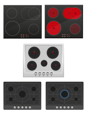 set surface for electric and gas stove vector illustration