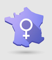 long shadow France map icon with a female sign