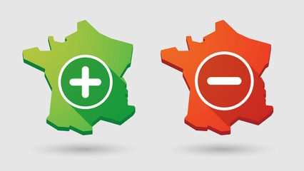 long shadow France map  math sign icon set