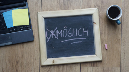 Possible written in German at the office