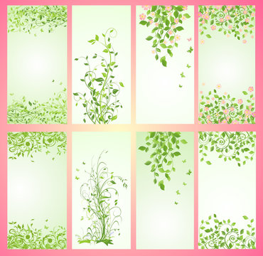 Green spring vertical banners