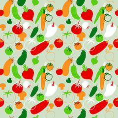 Seamless pattern with vegetables on bright background