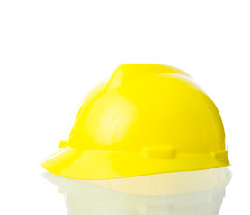 Hard yellow hat for industrial work, engineers, architect isolat