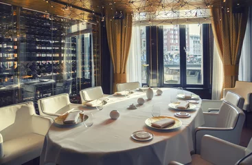 Photo sur Plexiglas Restaurant table in restaurant  in Amsterdam hotel ( Le Europe)