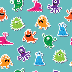Seamless template with cute colorful monsters - 75999903