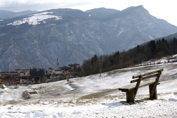 mountain village of Tonezza and a bench