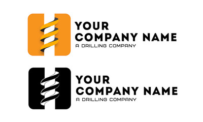 Logo template, mining business, drillers, flat logo
